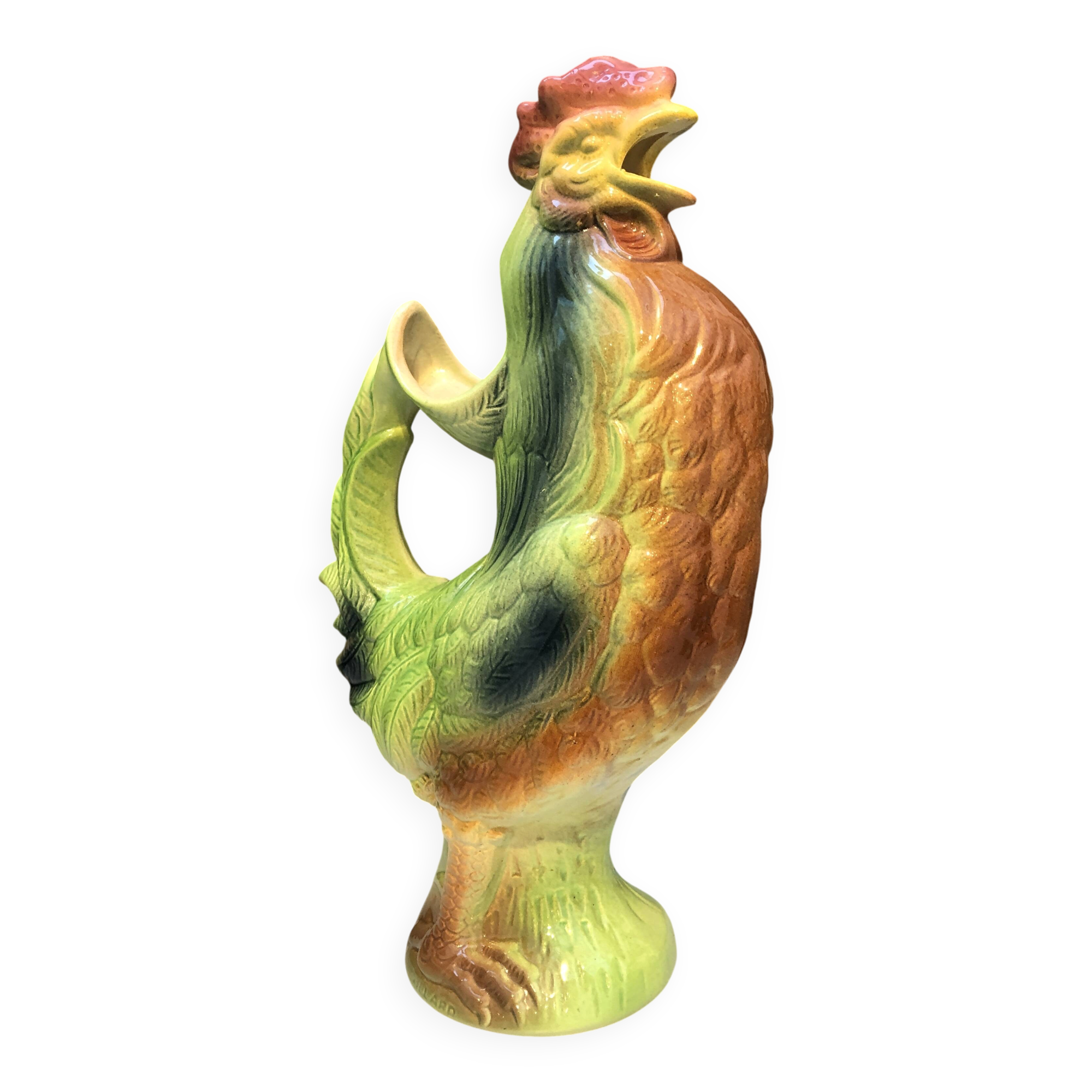 Pichet carafe coq in barbotine france vintage