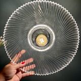 Vintage molded ribbed glass lampshade pendant light - tableware collection -