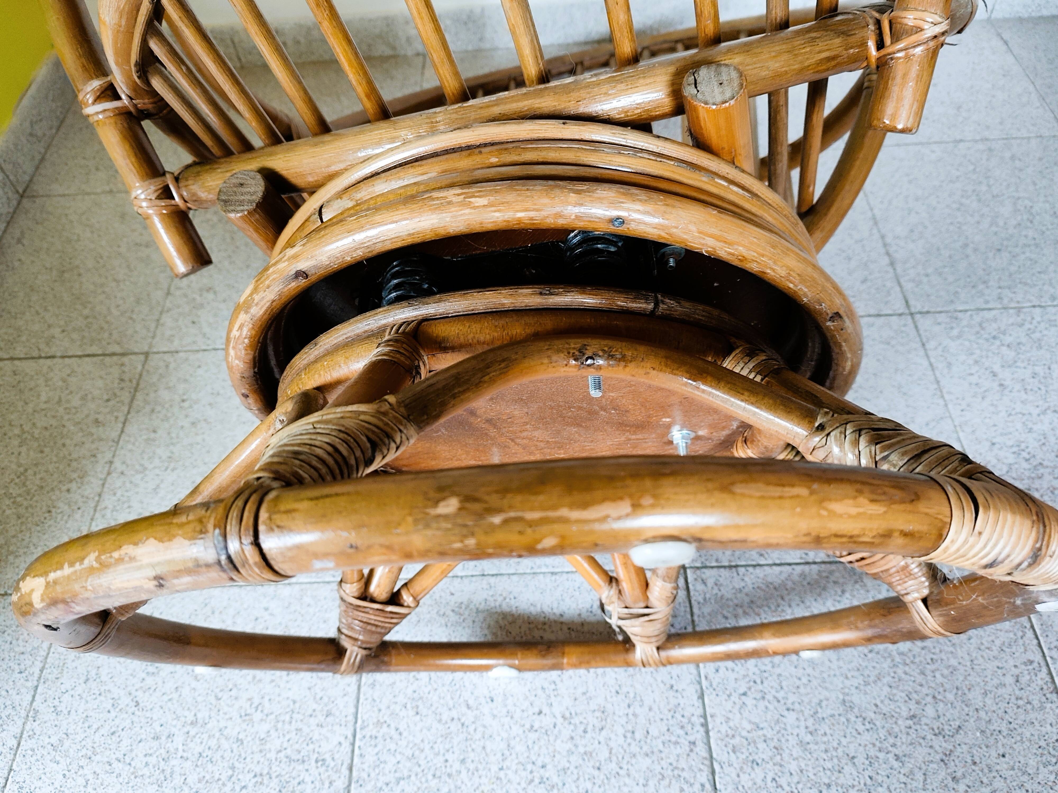 Vintage rattan swivel chair