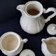 Set Sarreguemines coffee maker, sugar bowl, ivory cream pot