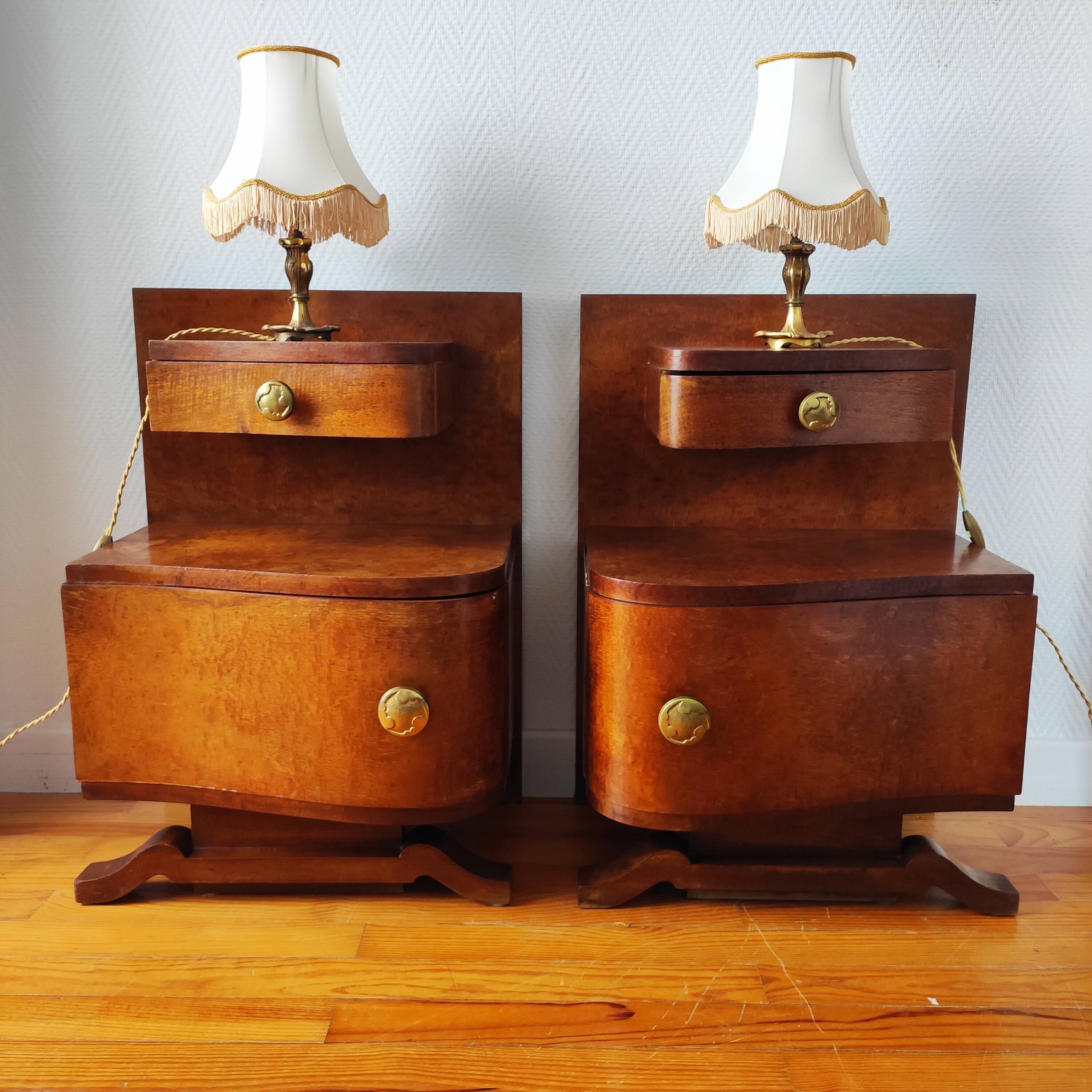 Pair of Art Deco bedside tables 1940