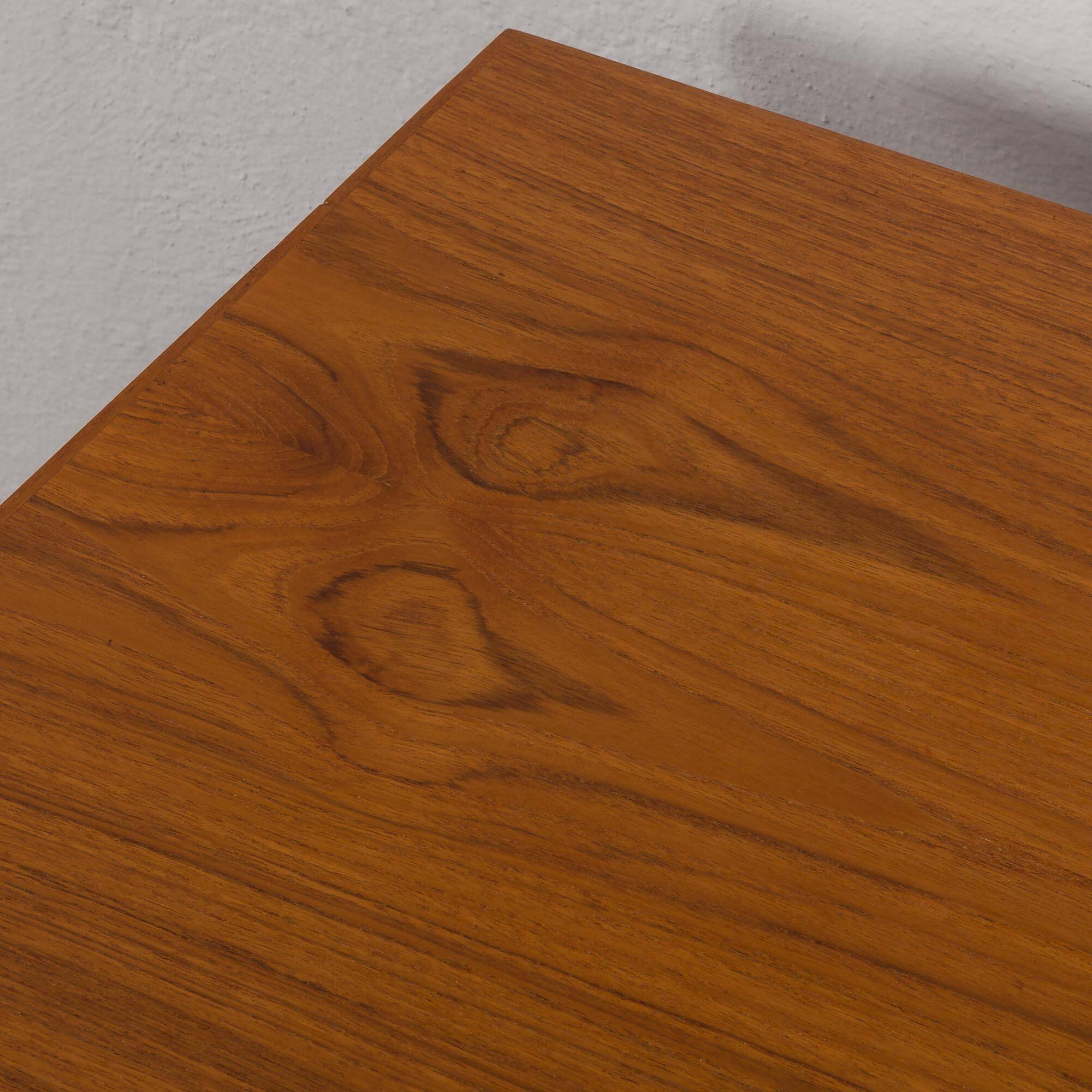 Teak and oak double-sided desk with X-shaped legs
