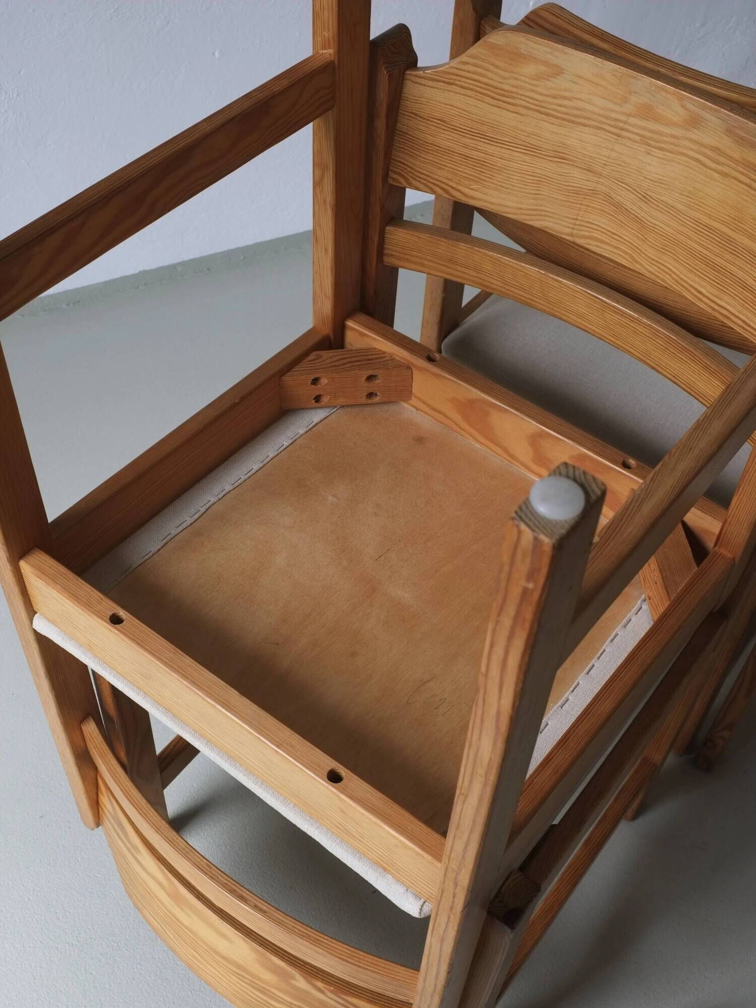 4 solid pine dining chairs | Sweden | 1960s
