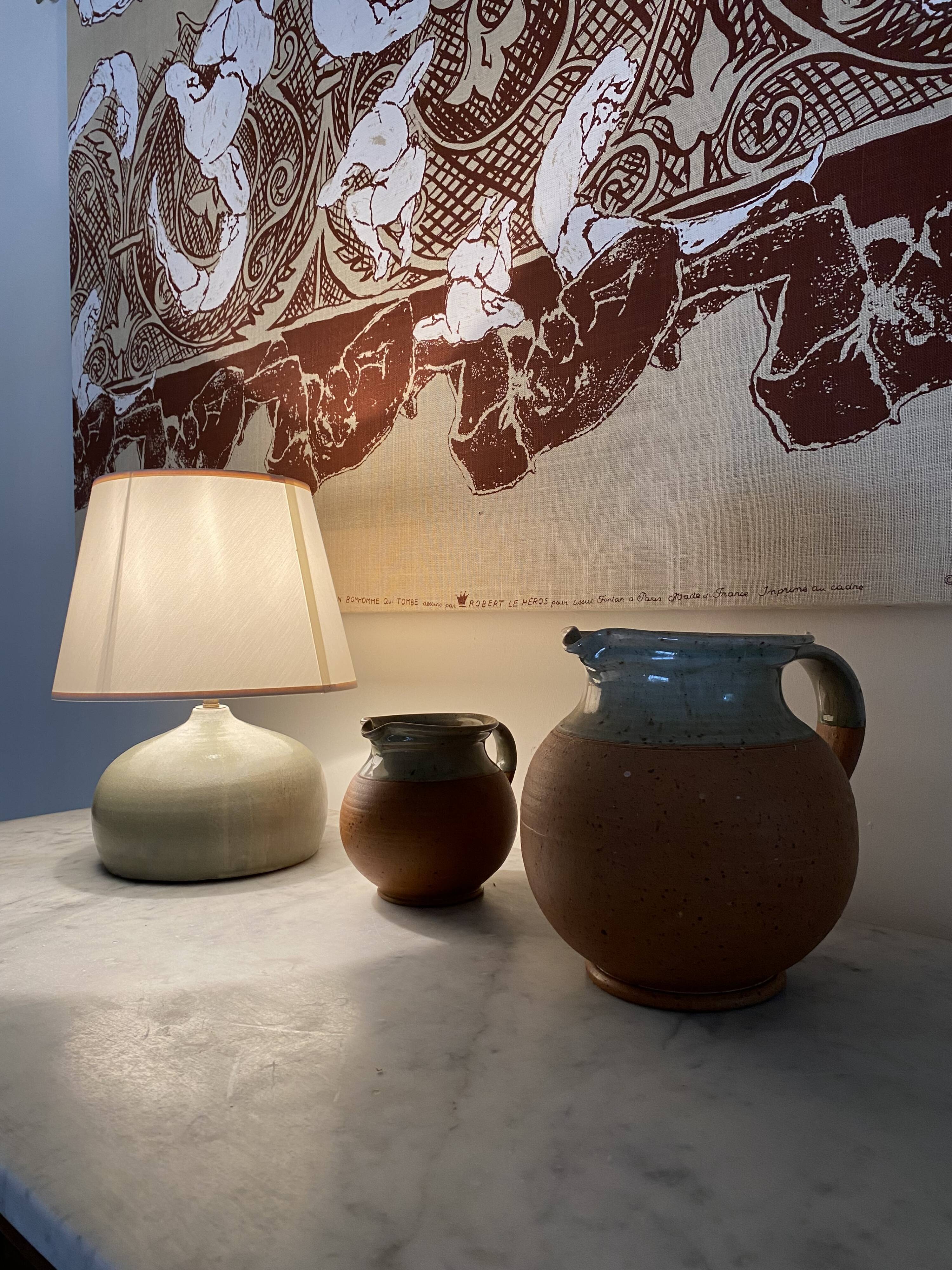 Lampe céramique, câble tissu 2m, abat-jour tissu