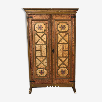 Antique wardrobe stuccoed and painted wood