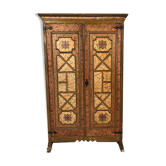 Armoire ancienne bois stuqué et peint