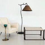 Italian mid-century travertine marble coffee table and metal base, 1970