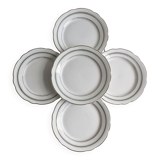 5 Vendôme, Digoin and Sarreguemines plates, real opaque France, green and gold decoration.