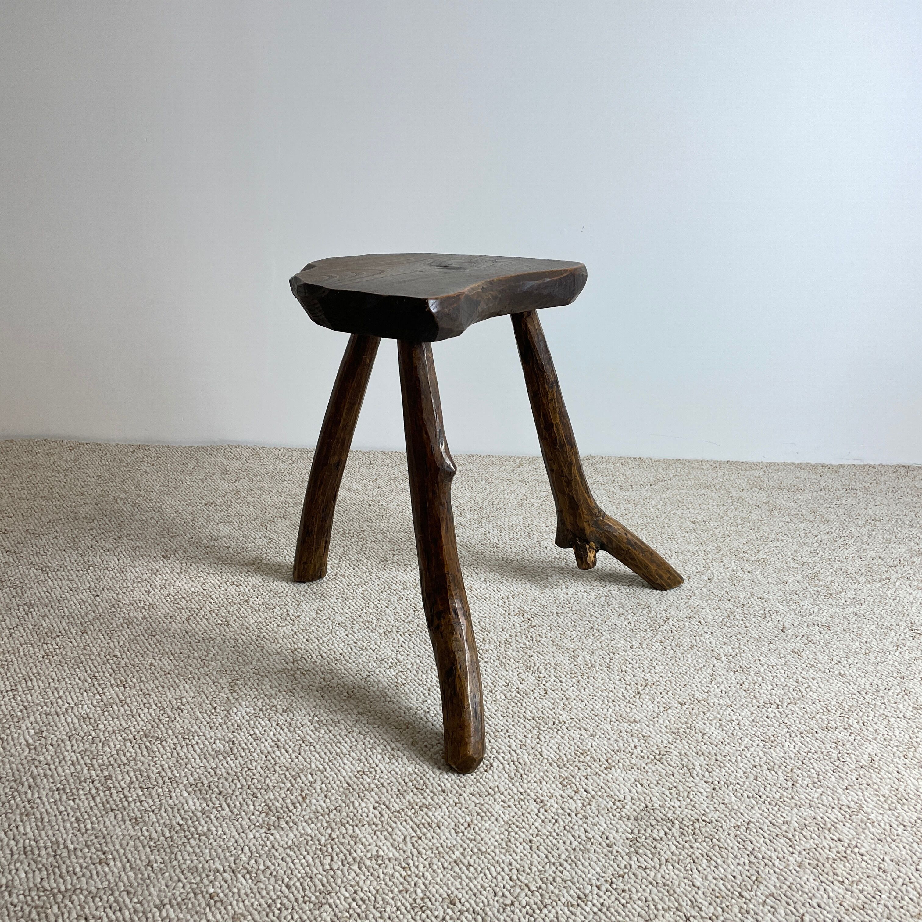 Pair of brutalist tripod stools