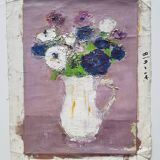 Painting by Nagao Usui "Bouquet of flowers with white pitcher"