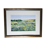 Framed watercolor - Flowery landscape