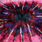 Abstract Scandinavian  Hand-Knotted High Pile Rya Rug Carpet, Sweden, 1960s