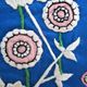 Hand-embroidered blue tapestry decorated with birds and flowers 70s-80s pondicherry