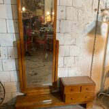 Art Deco dressing table with original beveled mirror is tilting swivel