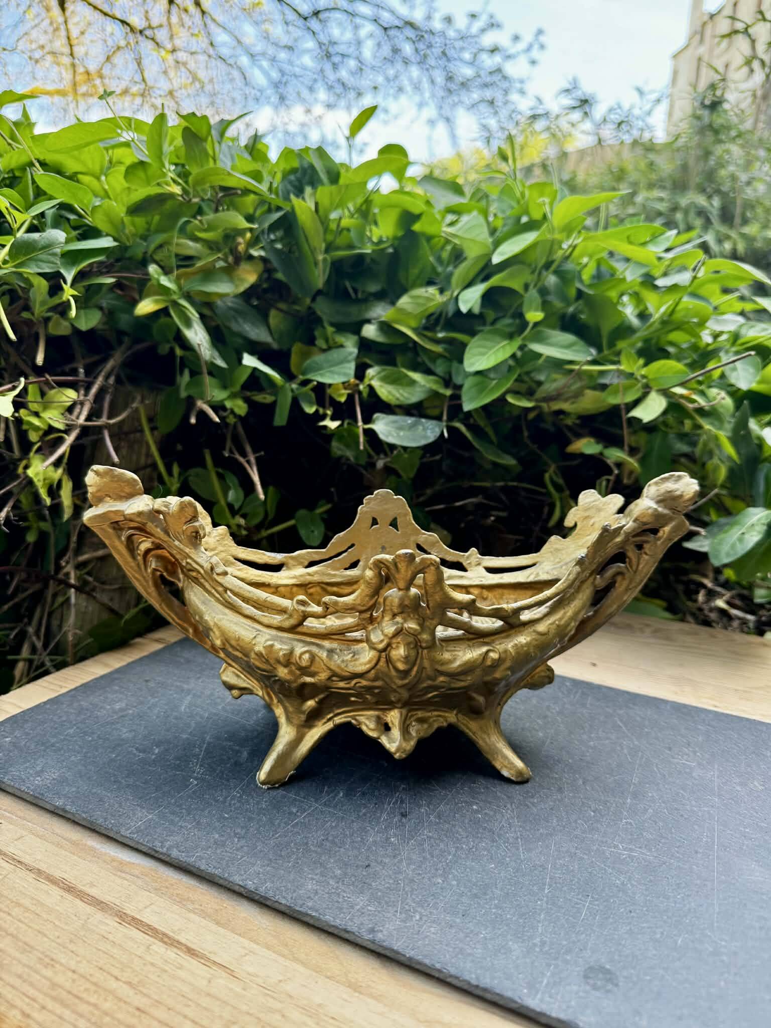 Brass planter woman Art Nouveau