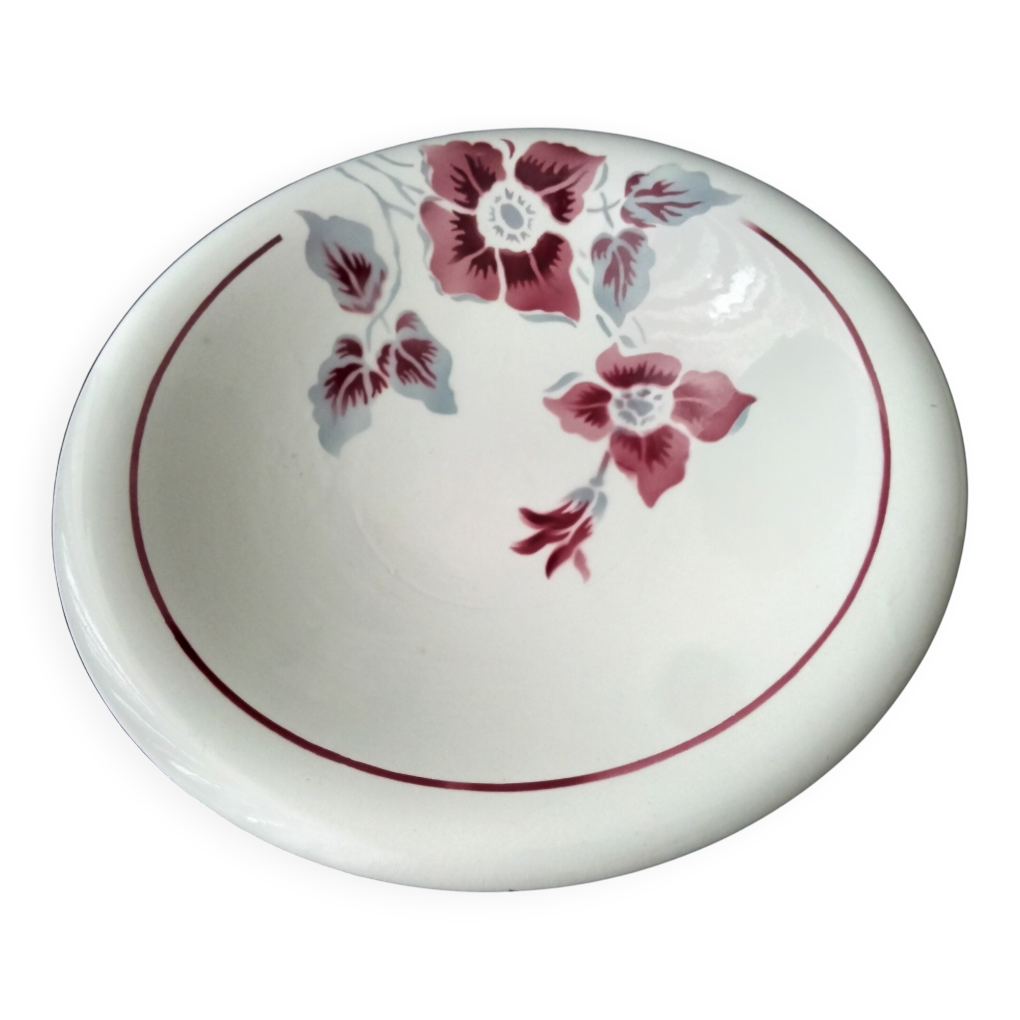 Plat à bourrelet Faience de Sarreguemines  Modèle Clématite
