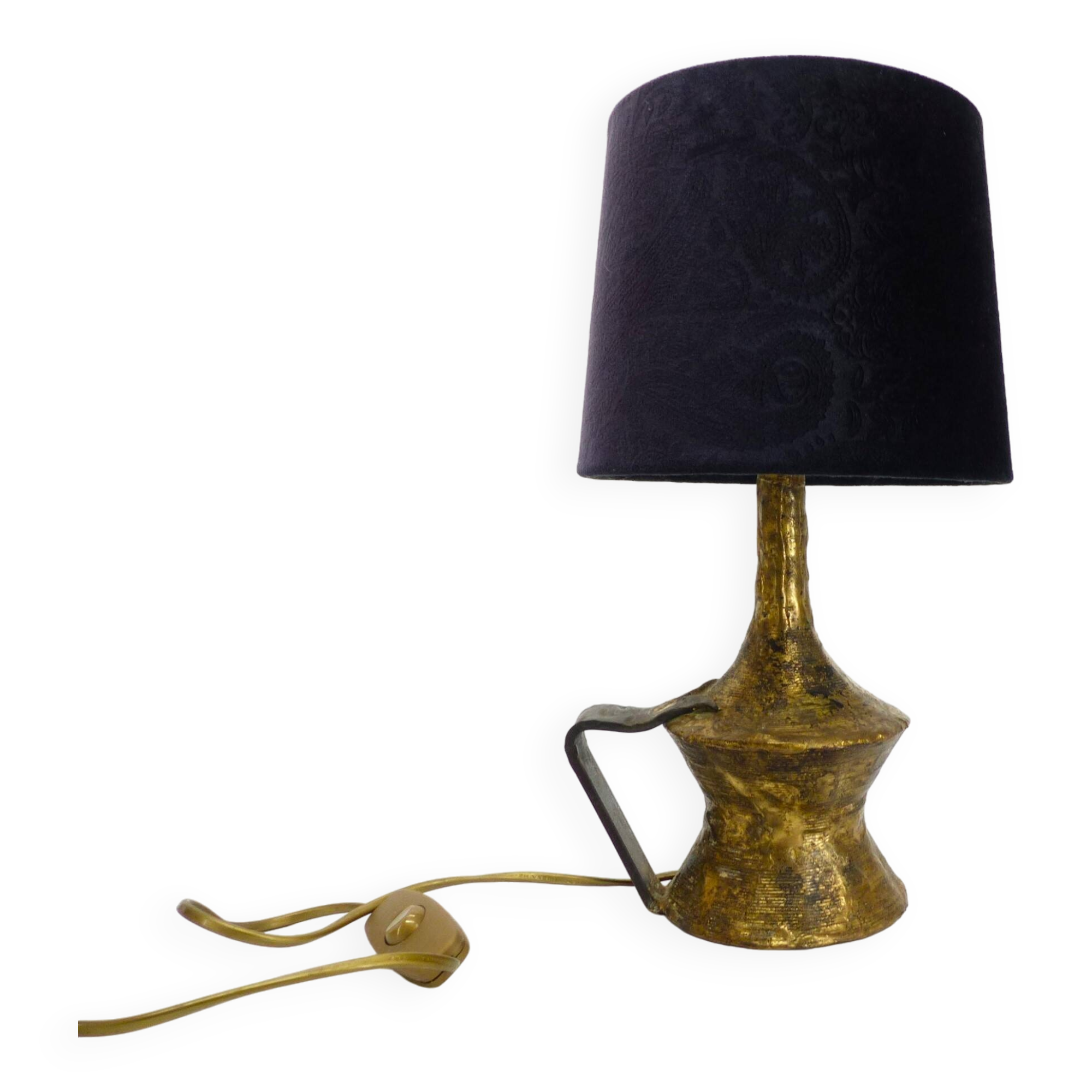 Lampe brutaliste Max Bré en bronze 1970