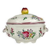 Small soup tureen KG Lunéville, model "Réverbère", rose pattern.