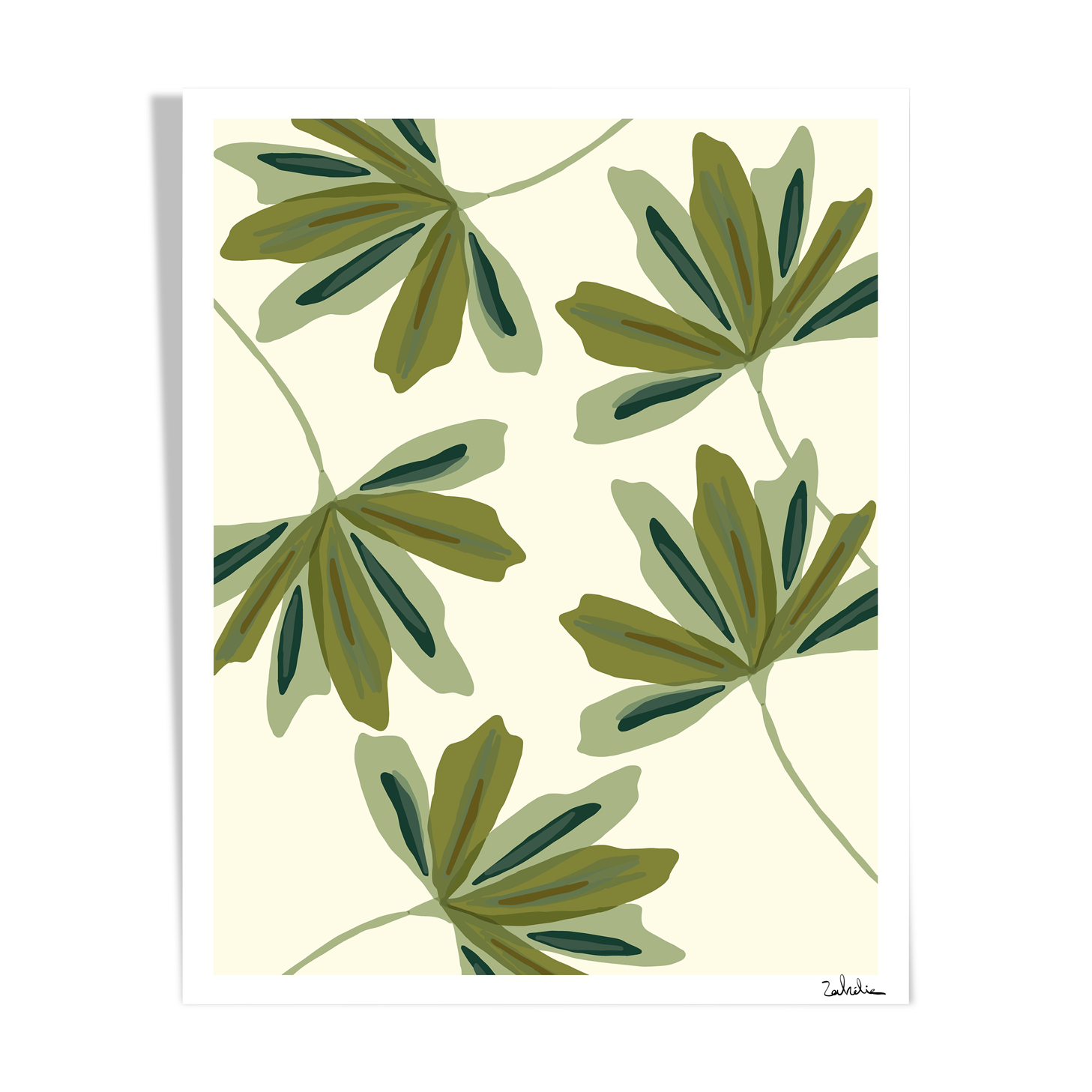 Draw "Green Fan Flowers"