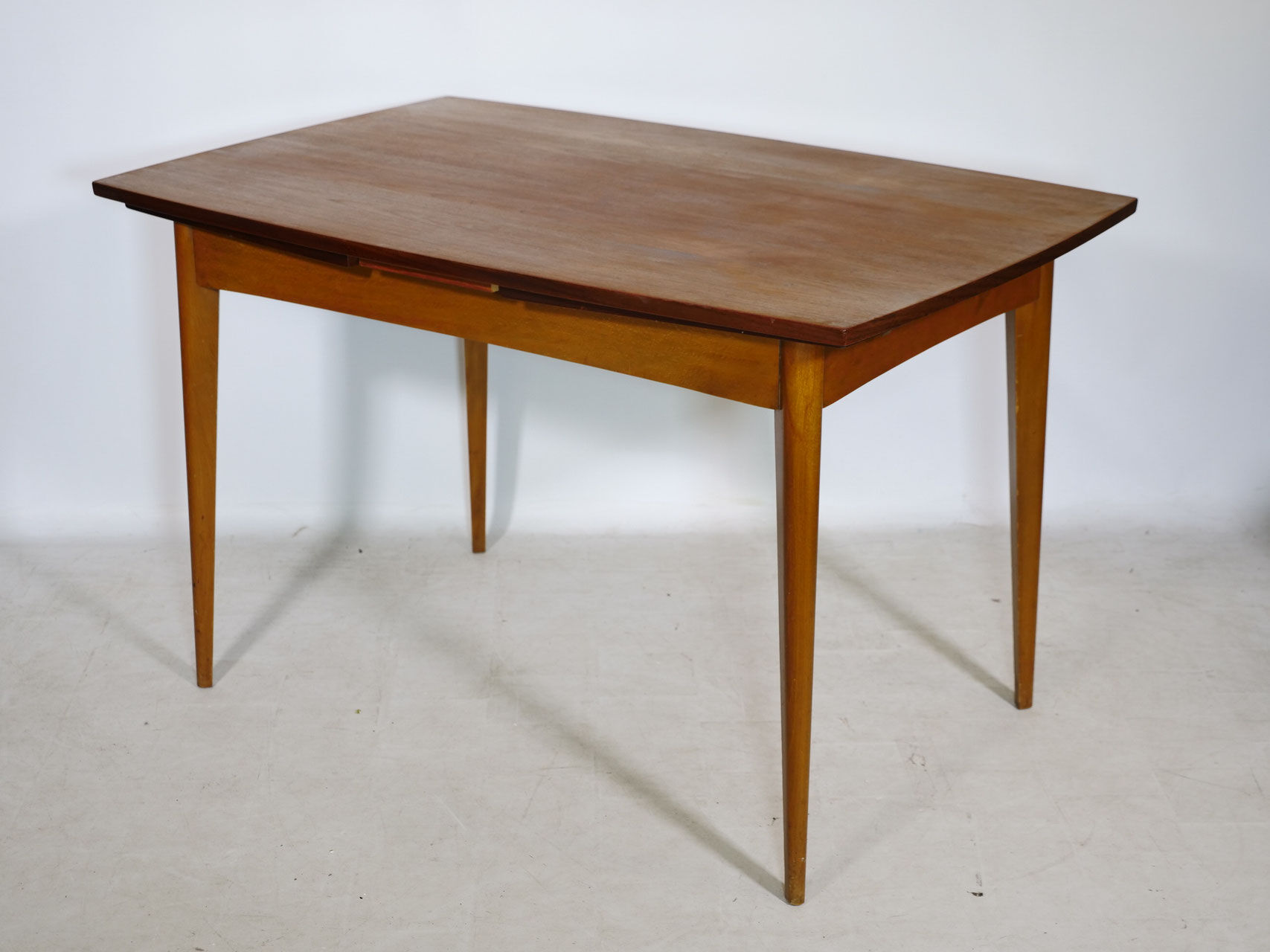 Double-extendable vintage mid-century teak dining table, 1960s