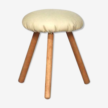 Beige leather stool