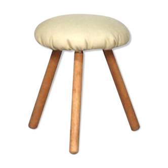 Beige leather stool