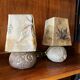 Pair of granite lamps with resin lampshades
