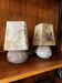 Pair of granite lamps with resin lampshades