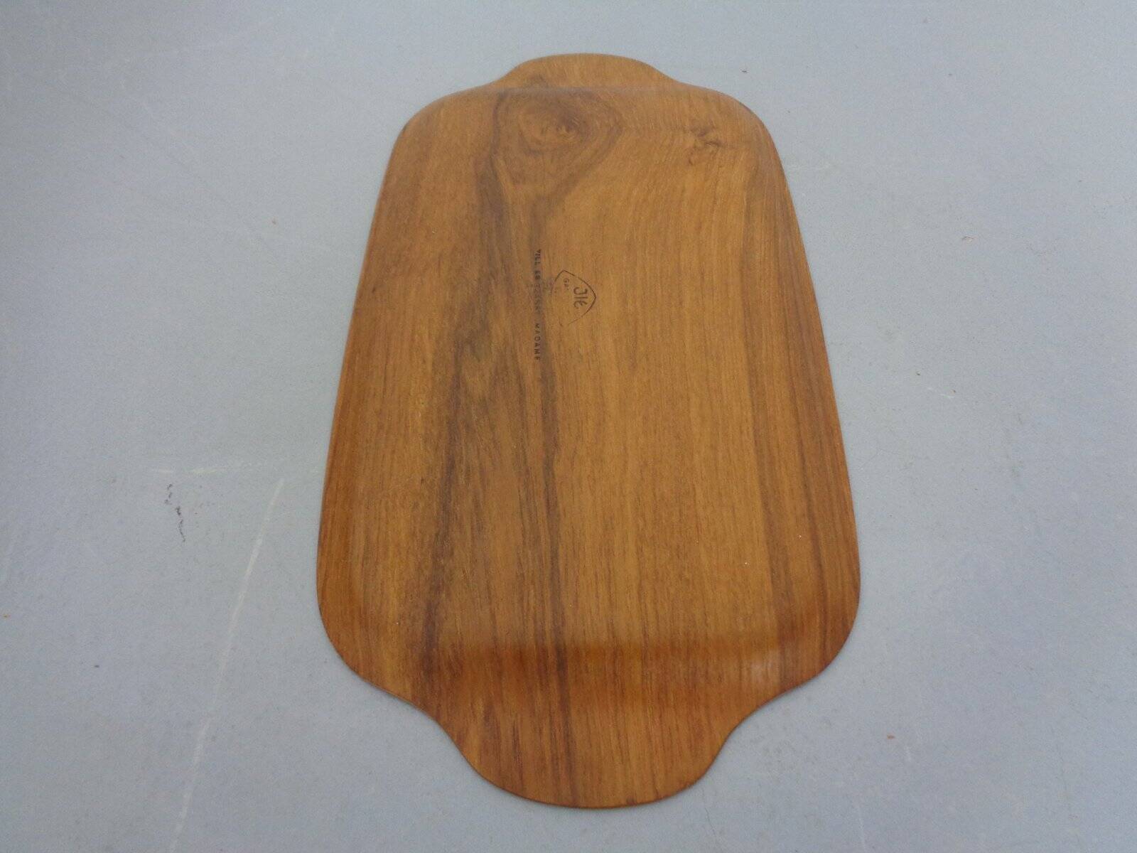 Swedish teak tray with tea cups by Jie Gantofta, 1960s, set of 7.