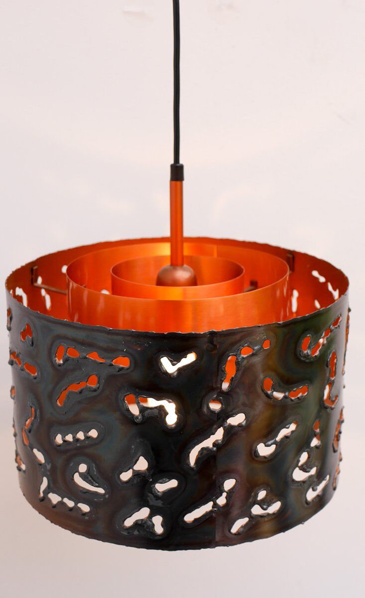 Brutalist copper pendant lamp from Boréns, 1970s