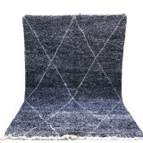 Tapis Beni Ouarain noir chiné à losanges 280x190cm