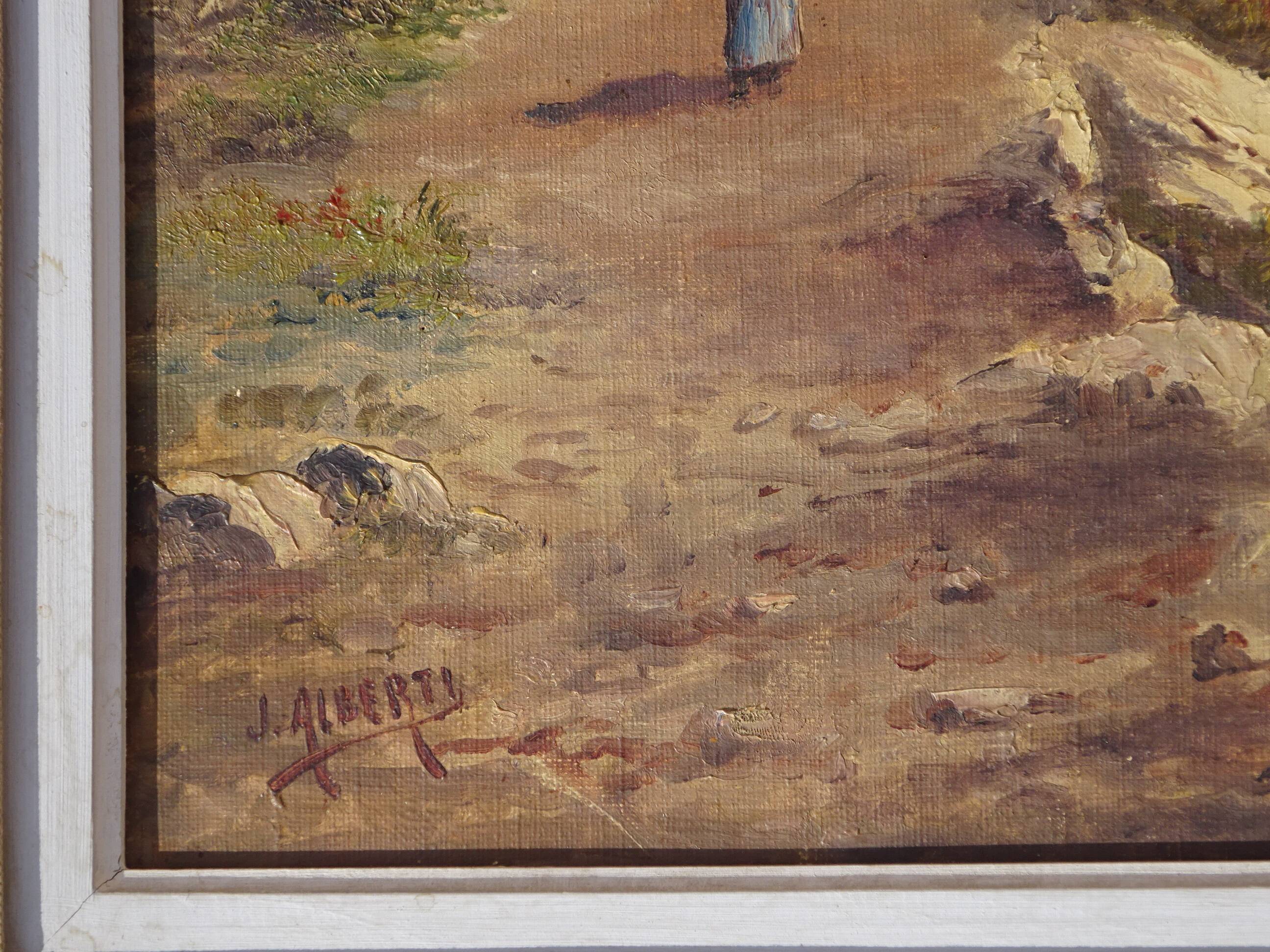 Old painting, landscape of the Calanques de Cassis, signed Alberti.
