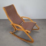 1930s Art Deco Czechoslovak Bentwood Rocking Chair with Original Upholstery