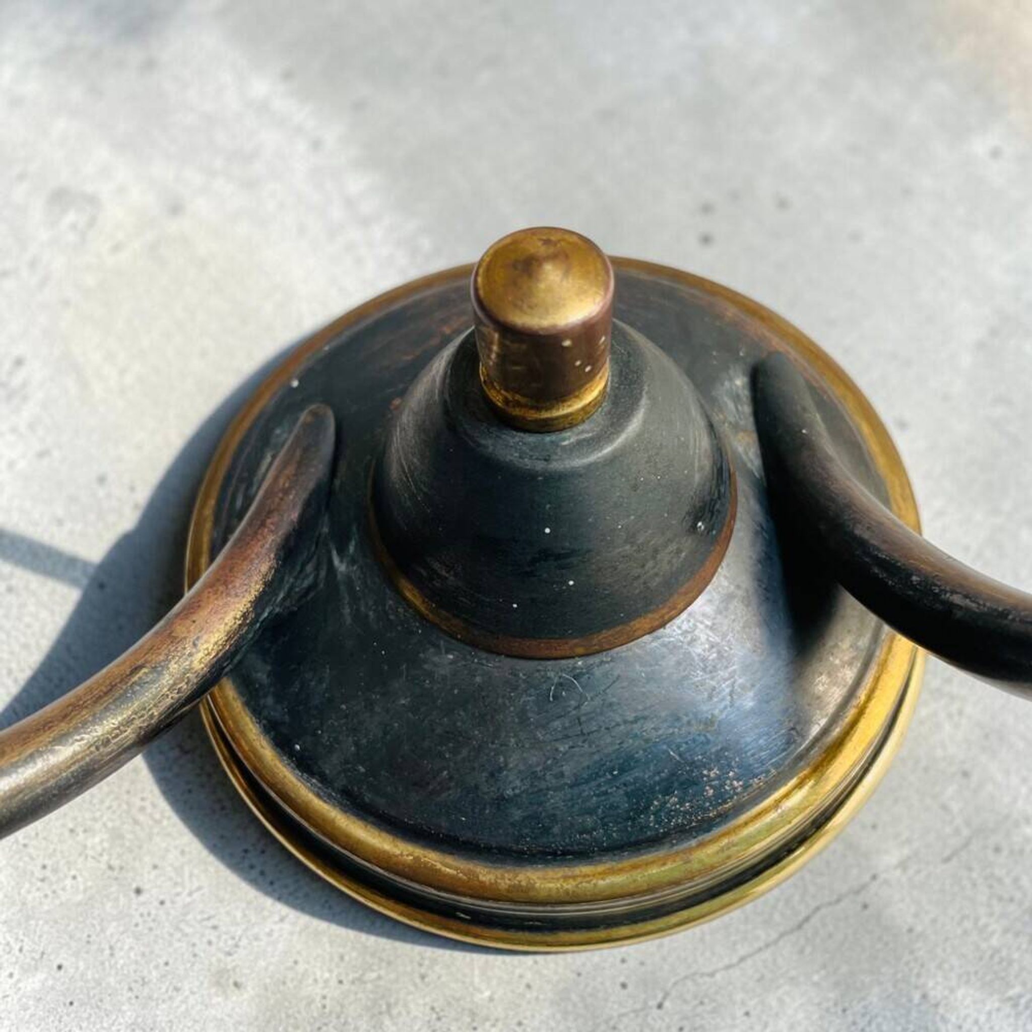 Pair Mid century brass and glass double wall sconces