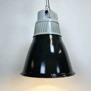 Set of 4 Industrial  Black Enamel Pendant Lamps from Elektrosvit, 1970s
