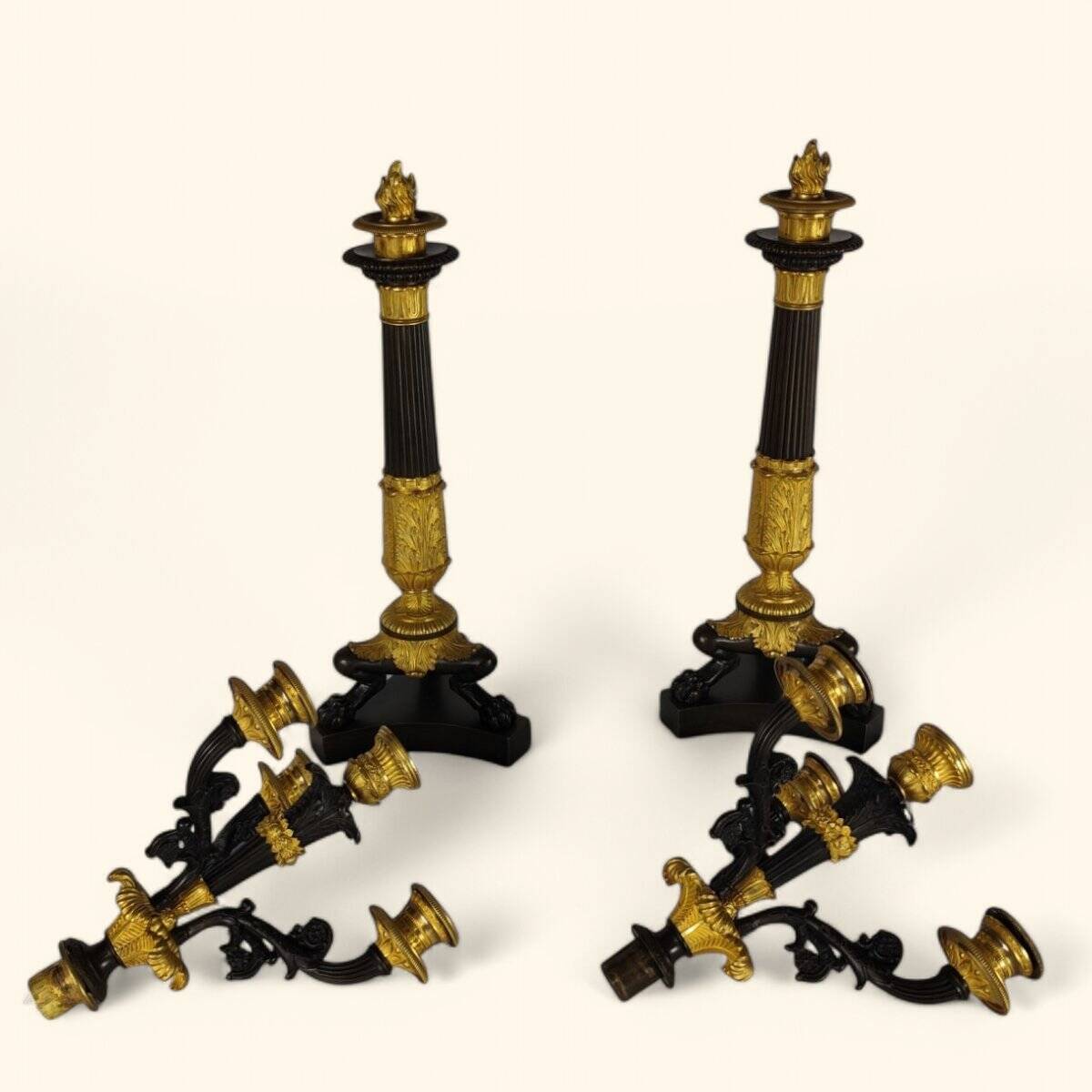 Large Pair of Gilded Bronze Chandeliers - Restoration Period (1815-1830)