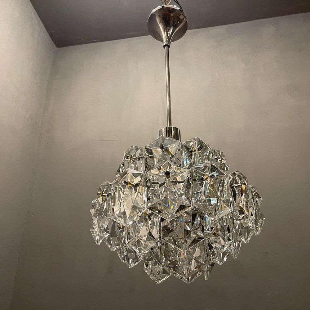 Cut crystal light pendant by kinkeldey, 1970s