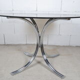 Glass round table chrome feet