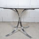 Glass round table chrome feet