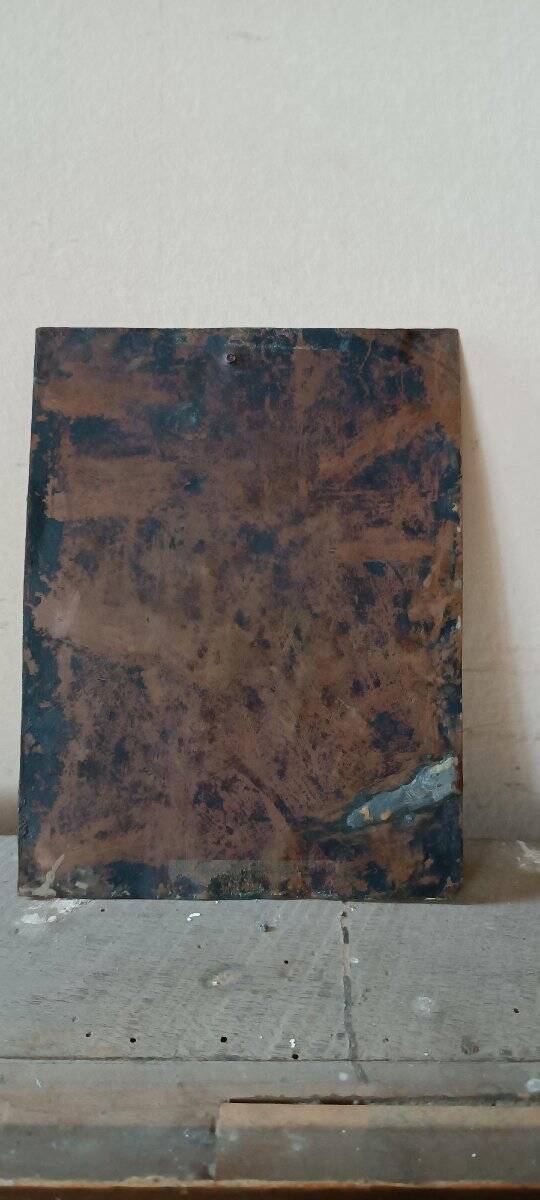 Peinture ancienne sur cuivre - Sainte Famille -