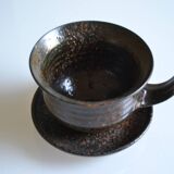 1970s ceramic cup and saucer signed