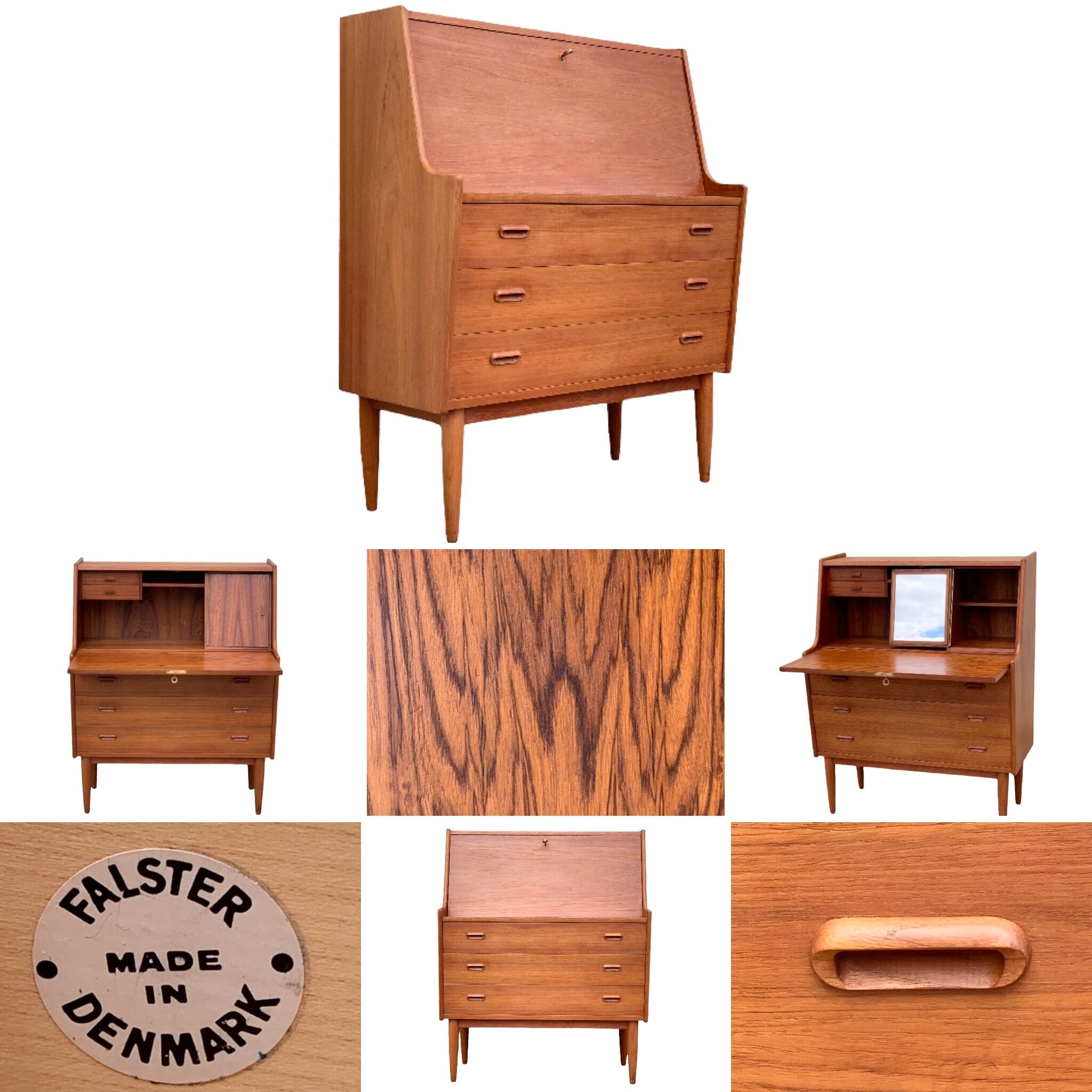 Secretary chest of drawers Teak by Arne Wahl Iversen for Falster Modelfabrik 1960