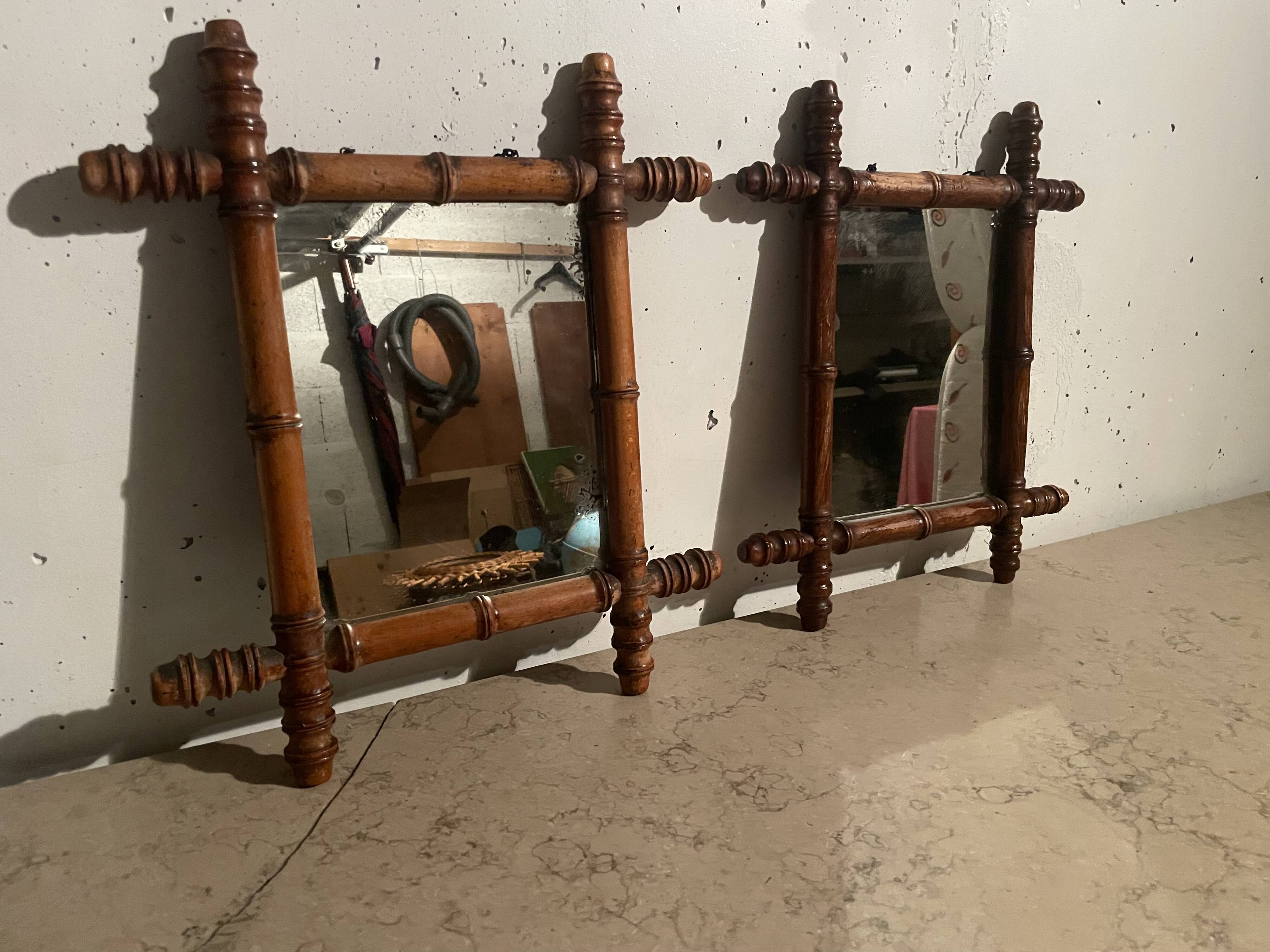 Pair of wooden mirrors from the 1940s.