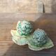 Salt & pepper set in slip – artichokes on leaf tray