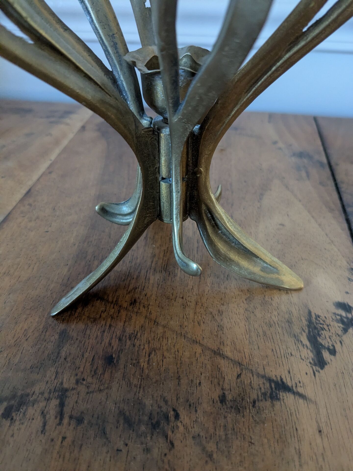 Art Nouveau brass flower chandelier