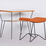 Small mid-century table and stool made in 1950s czechia