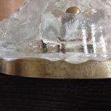 Pair of ice glass and brass wall lights by Limburg / vintage 60s-70s