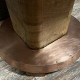 Art Deco table in wood, copper and marble – circular top – around 1930