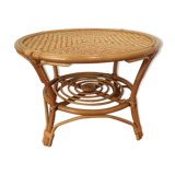 Vintage coffee table in woven rattan