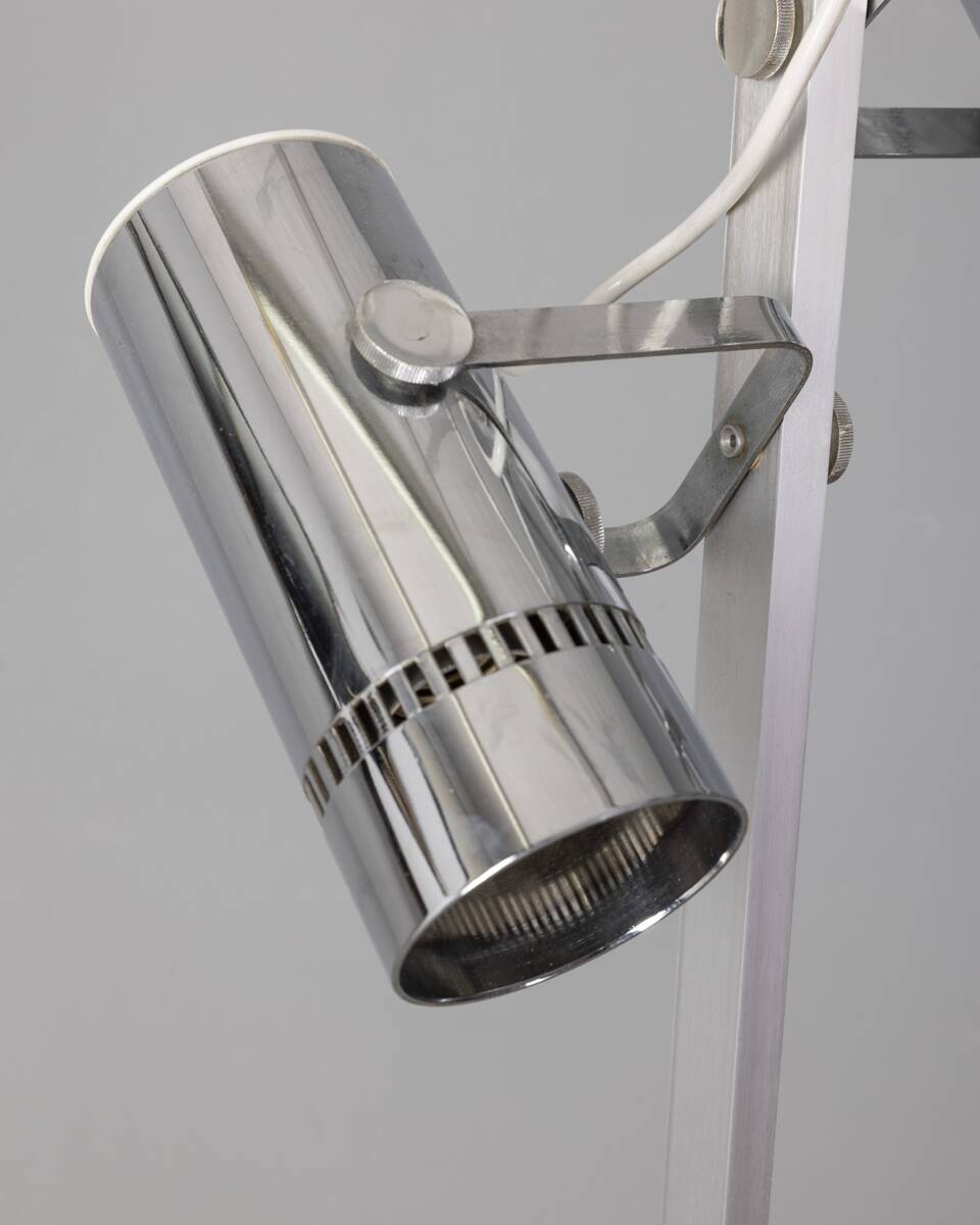 Vintage 70s metal floor lamp with two lights Italian design